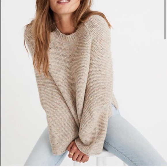 Madewell Sweaters - Madewell Cozy Boxy Knit Sweater Neutral Chunky Knit Pullover Fall Winter NWT  XS